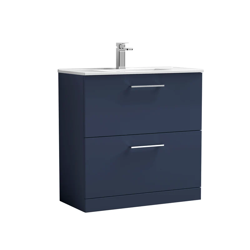 Lana 800 x 383mm Floor Standing Vanity Unit With 2 Drawers & Ceramic Basin