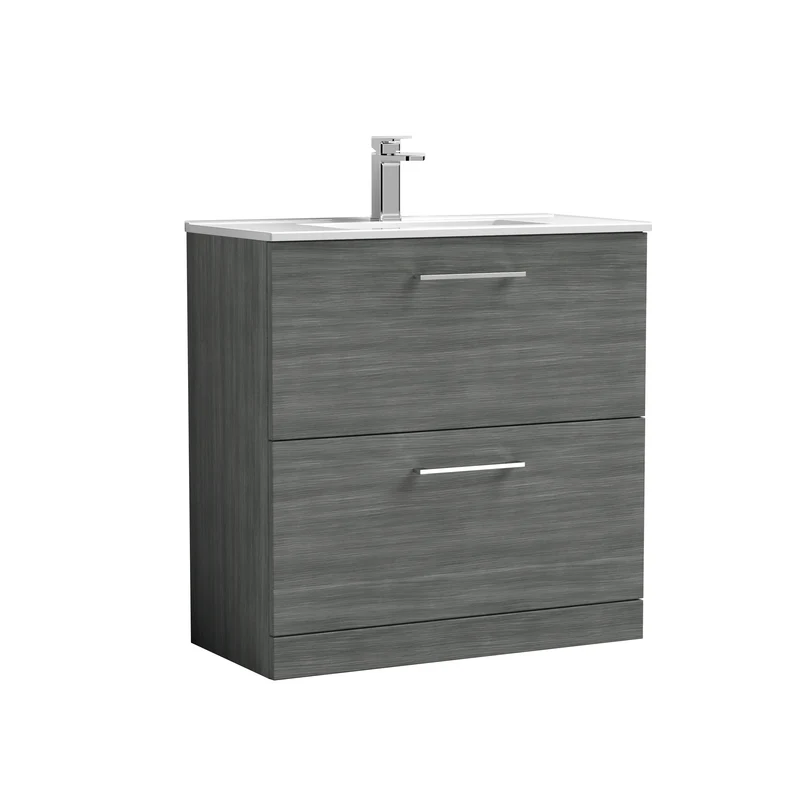 Lana 800 x 383mm Floor Standing Vanity Unit With 2 Drawers & Ceramic Basin