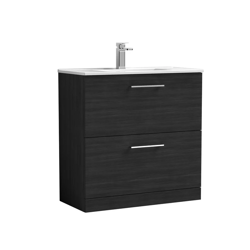 Lana 800 x 383mm Floor Standing Vanity Unit With 2 Drawers & Ceramic Basin