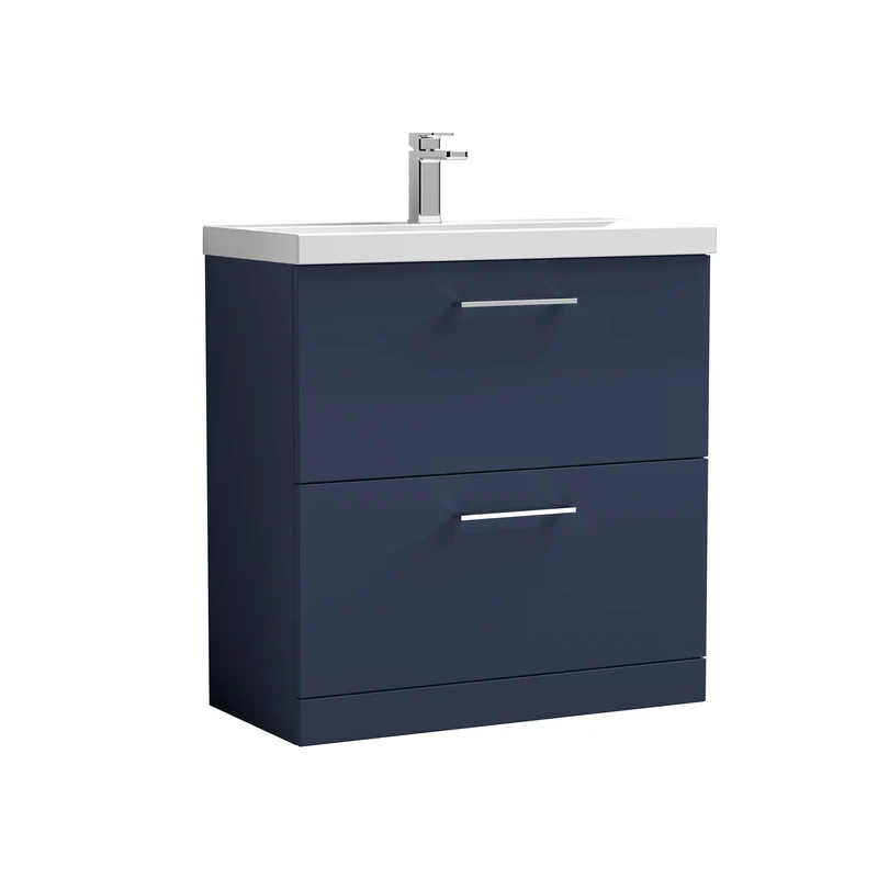 Lana 800 x 383mm Floor Standing Vanity Unit With 2 Drawers & Ceramic Basin