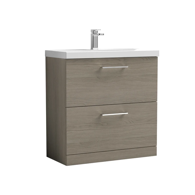Lana 800 x 383mm Floor Standing Vanity Unit With 2 Drawers & Ceramic Basin