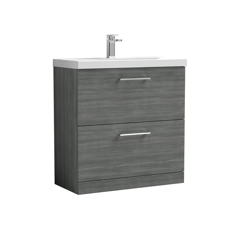 Lana 800 x 383mm Floor Standing Vanity Unit With 2 Drawers & Ceramic Basin