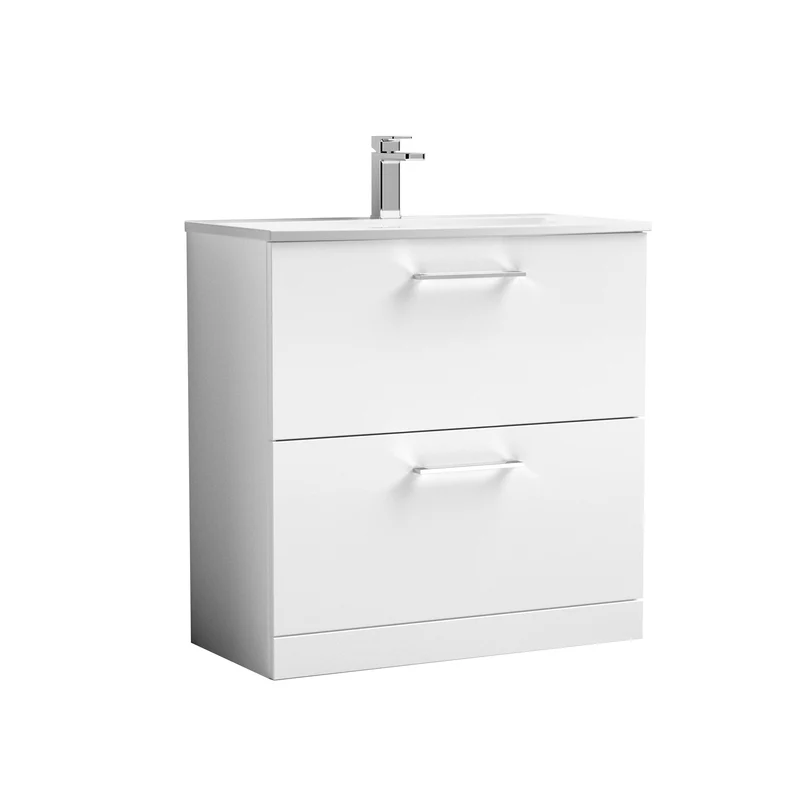 Lana 800 x 383mm Floor Standing Vanity Unit With 2 Drawers & Ceramic Basin
