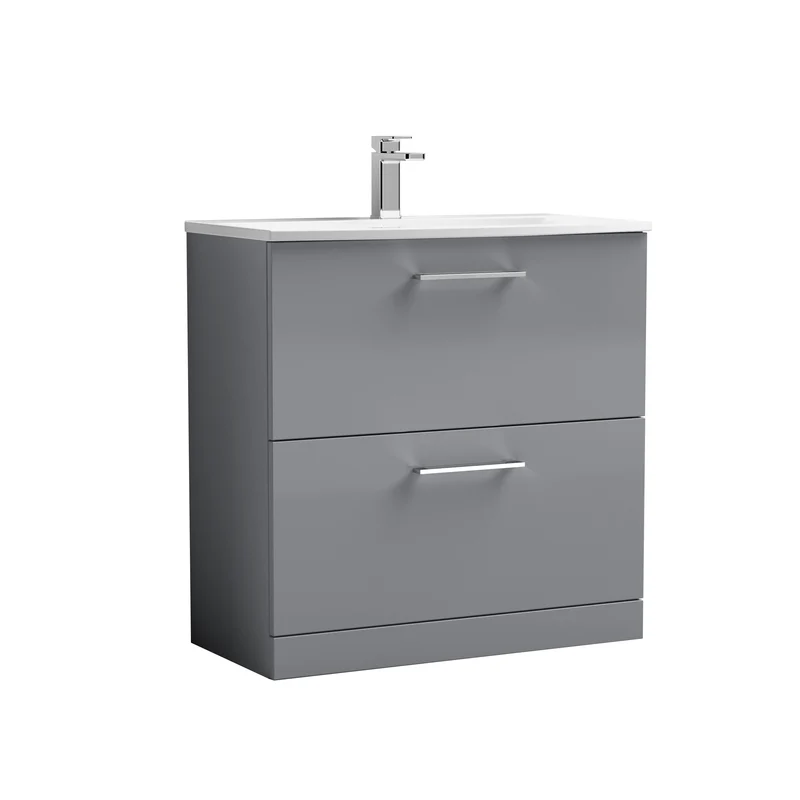 Lana 800 x 383mm Floor Standing Vanity Unit With 2 Drawers & Ceramic Basin