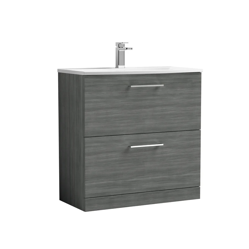 Lana 800 x 383mm Floor Standing Vanity Unit With 2 Drawers & Ceramic Basin