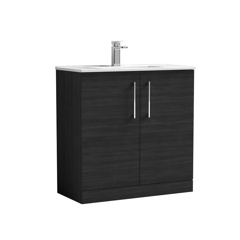 Lana 800 x 383mm Floor Standing Vanity Unit With 2 Doors & Ceramic Basin