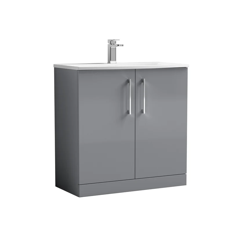Lana 800 x 383mm Floor Standing Vanity Unit With 2 Doors & Ceramic Basin