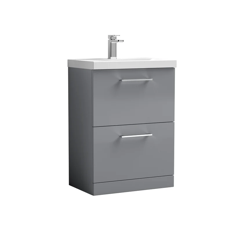 Lana 600 x 383mm Floor Standing Vanity Unit With 2 Drawers & Ceramic Basin