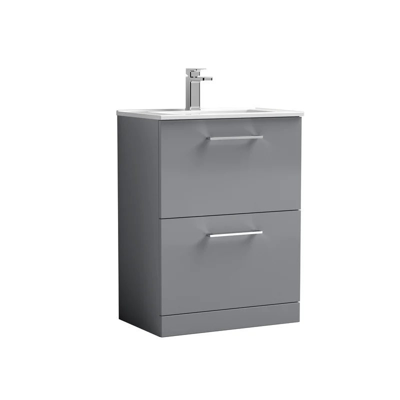 Lana 600 x 383mm Floor Standing Vanity Unit With 2 Drawers & Ceramic Basin