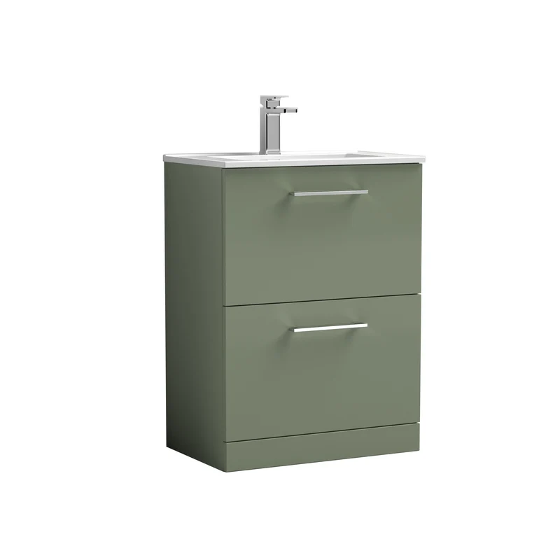 Lana 600 x 383mm Floor Standing Vanity Unit With 2 Drawers & Ceramic Basin