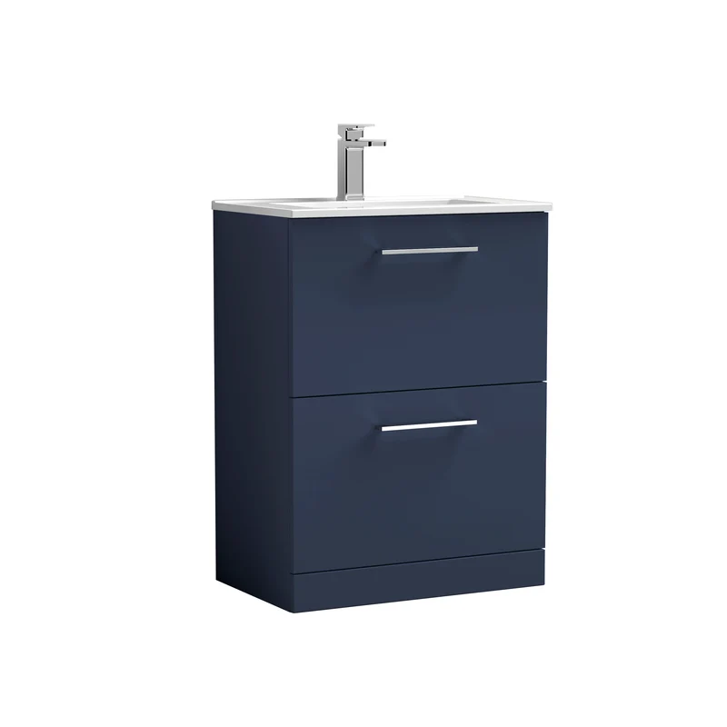 Lana 600 x 383mm Floor Standing Vanity Unit With 2 Drawers & Ceramic Basin