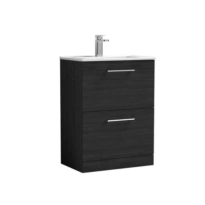 Lana 600 x 383mm Floor Standing Vanity Unit With 2 Drawers & Ceramic Basin