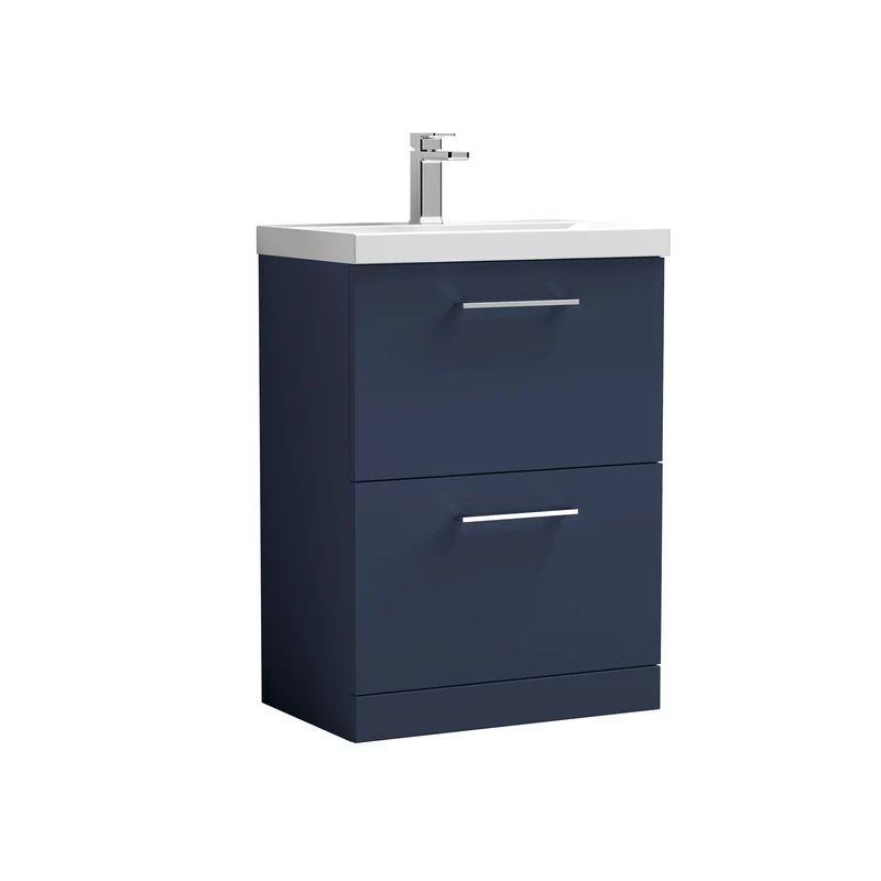 Lana 600 x 383mm Floor Standing Vanity Unit With 2 Drawers & Ceramic Basin