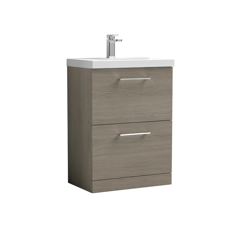 Lana 600 x 383mm Floor Standing Vanity Unit With 2 Drawers & Ceramic Basin