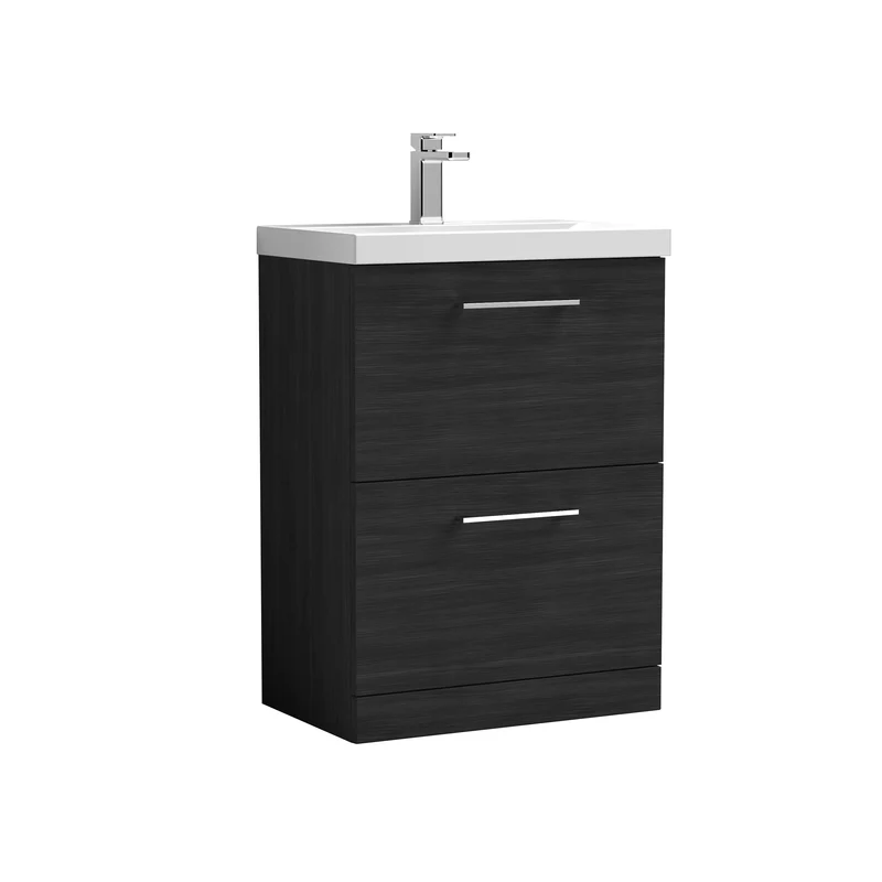 Lana 600 x 383mm Floor Standing Vanity Unit With 2 Drawers & Ceramic Basin