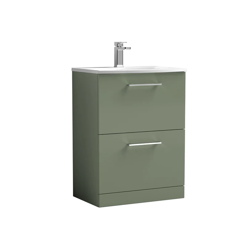 Lana 600 x 383mm Floor Standing Vanity Unit With 2 Drawers & Ceramic Basin