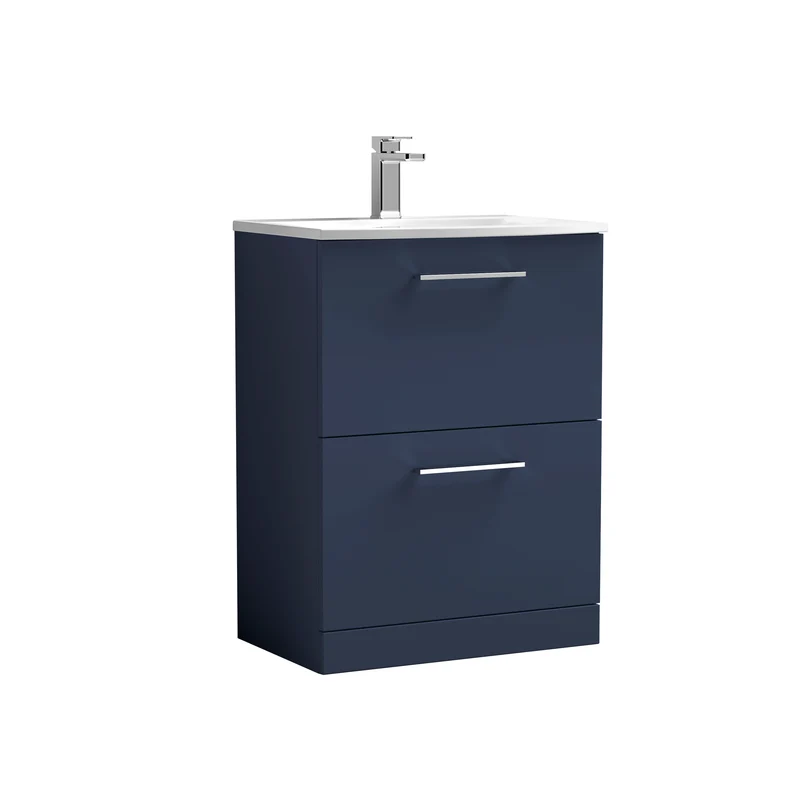 Lana 600 x 383mm Floor Standing Vanity Unit With 2 Drawers & Ceramic Basin