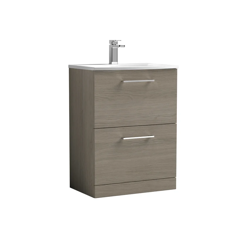 Lana 600 x 383mm Floor Standing Vanity Unit With 2 Drawers & Ceramic Basin