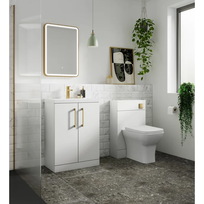 Lana 500mm Floorstanding 2 Door Vanity Unit & Basin - Gloss White