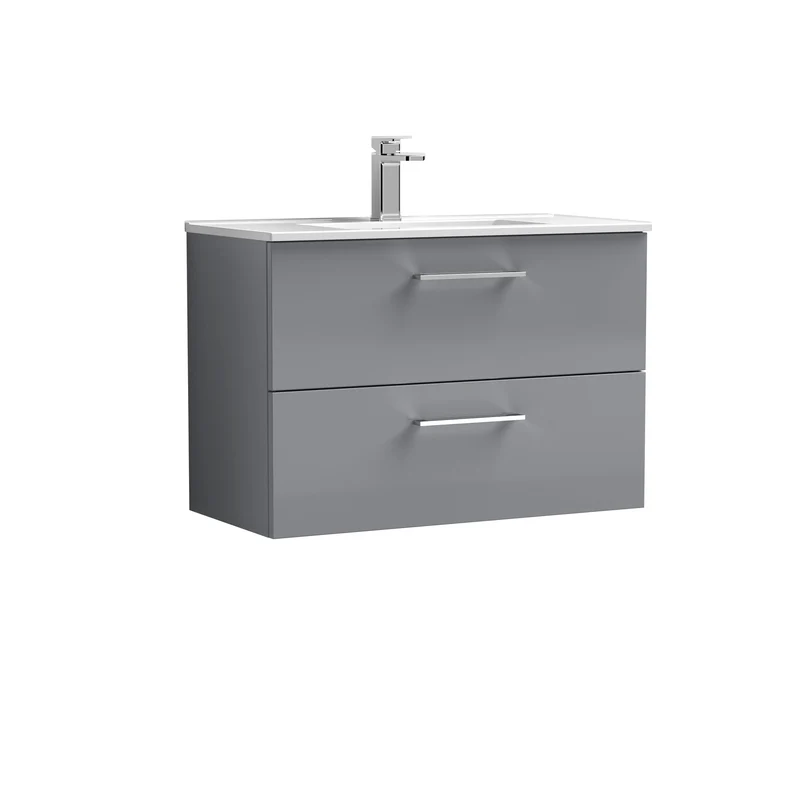 Lana 800 x 383mm Wall Hung Vanity Unit With 2 Drawers & Ceramic Basin