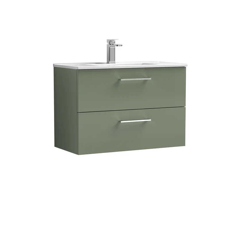 Lana 800 x 383mm Wall Hung Vanity Unit With 2 Drawers & Ceramic Basin
