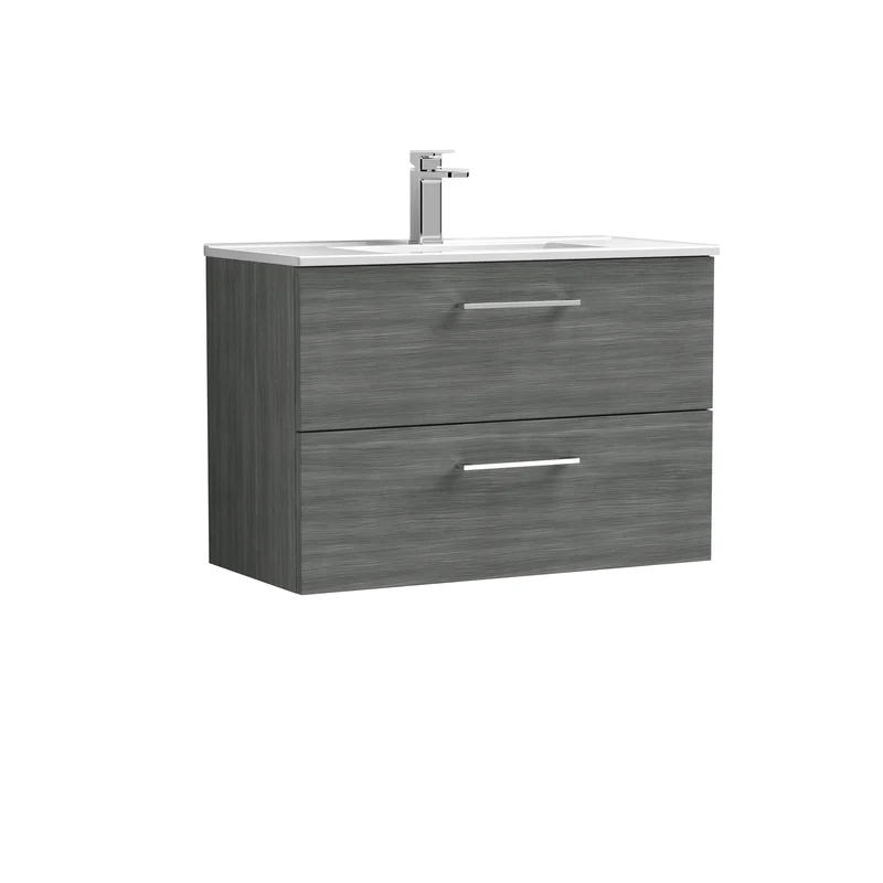 Lana 800 x 383mm Wall Hung Vanity Unit With 2 Drawers & Ceramic Basin
