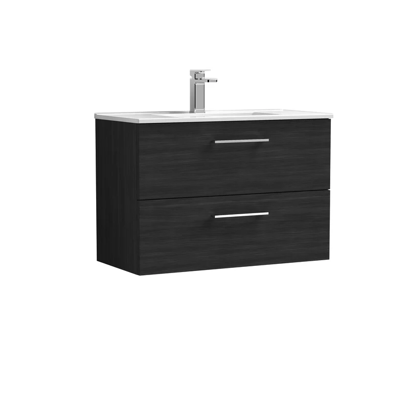 Lana 800 x 383mm Wall Hung Vanity Unit With 2 Drawers & Ceramic Basin
