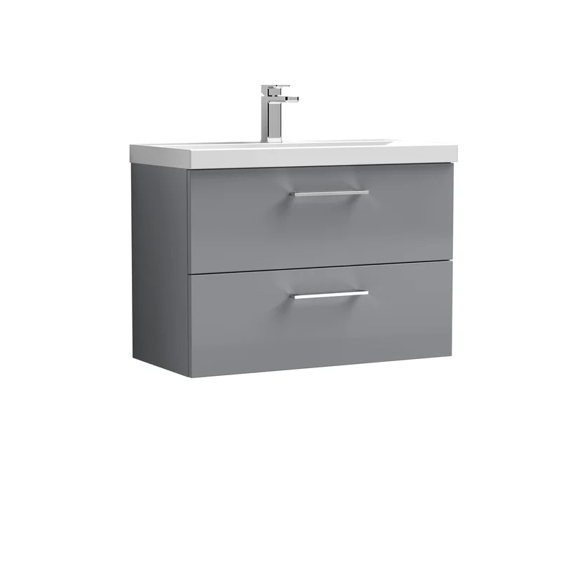 Lana 800 x 383mm Wall Hung Vanity Unit With 2 Drawers & Ceramic Basin