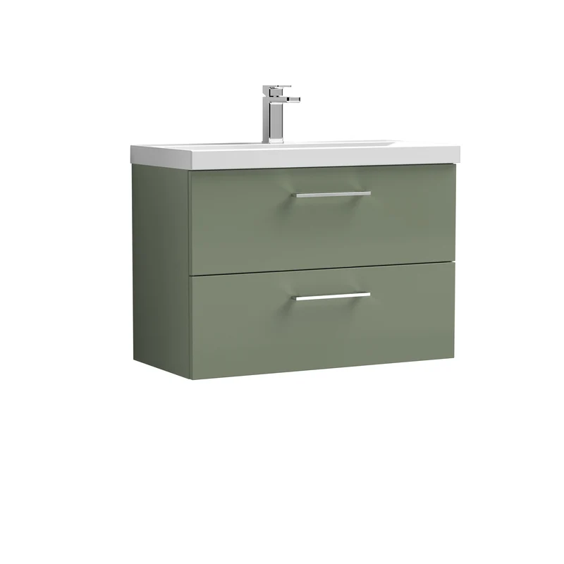 Lana 800 x 383mm Wall Hung Vanity Unit With 2 Drawers & Ceramic Basin