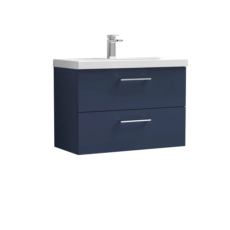 Lana 800 x 383mm Wall Hung Vanity Unit With 2 Drawers & Ceramic Basin