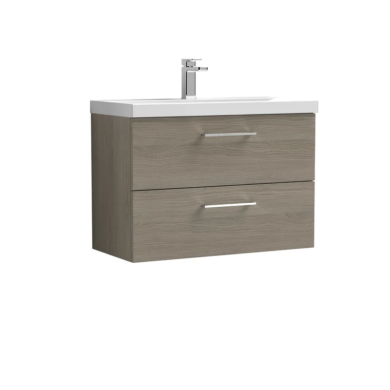 Lana 800 x 383mm Wall Hung Vanity Unit With 2 Drawers & Ceramic Basin
