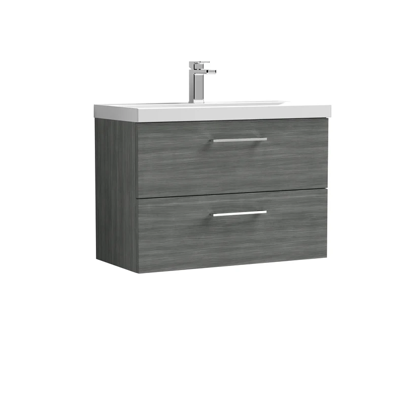 Lana 800 x 383mm Wall Hung Vanity Unit With 2 Drawers & Ceramic Basin
