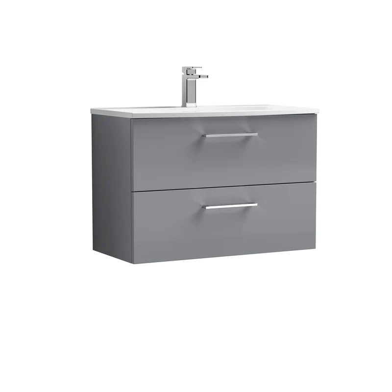 Lana 800 x 383mm Wall Hung Vanity Unit With 2 Drawers & Ceramic Basin