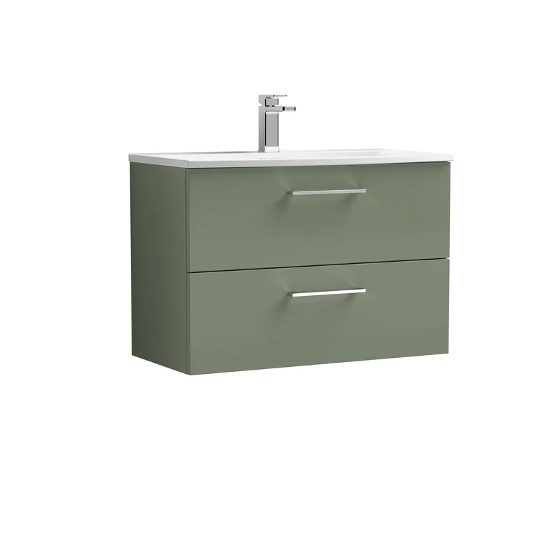 Lana 800 x 383mm Wall Hung Vanity Unit With 2 Drawers & Ceramic Basin