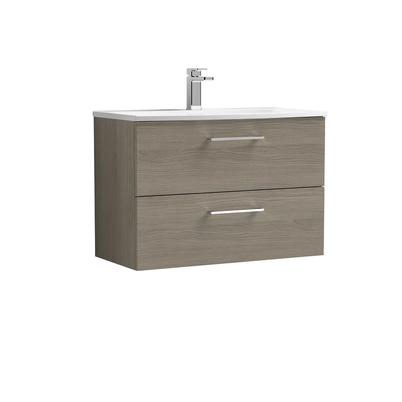 Lana 800 x 383mm Wall Hung Vanity Unit With 2 Drawers & Ceramic Basin