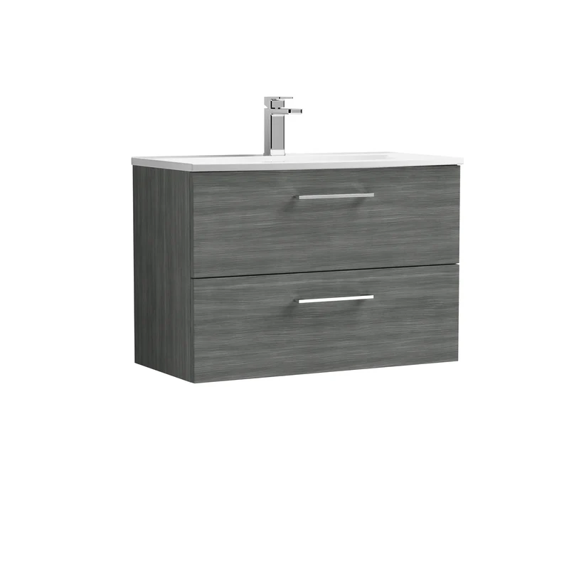 Lana 800 x 383mm Wall Hung Vanity Unit With 2 Drawers & Ceramic Basin
