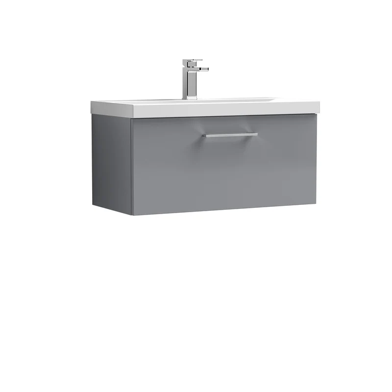 Lana 800 x 383mm Wall Hung Vanity Unit With 1 Drawer & Ceramic Basin
