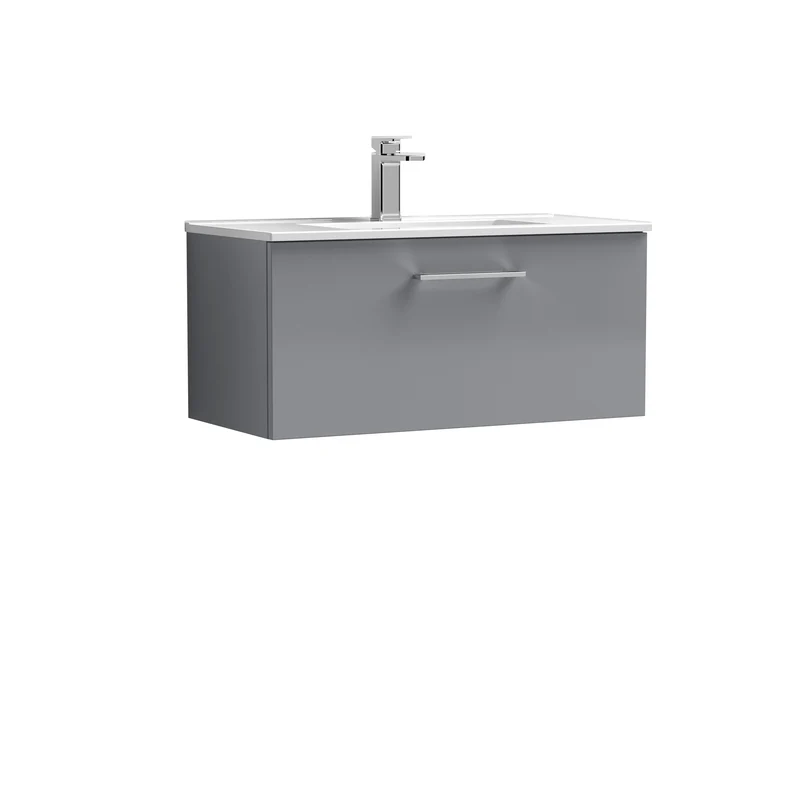 Lana 800 x 383mm Wall Hung Vanity Unit With 1 Drawer & Ceramic Basin