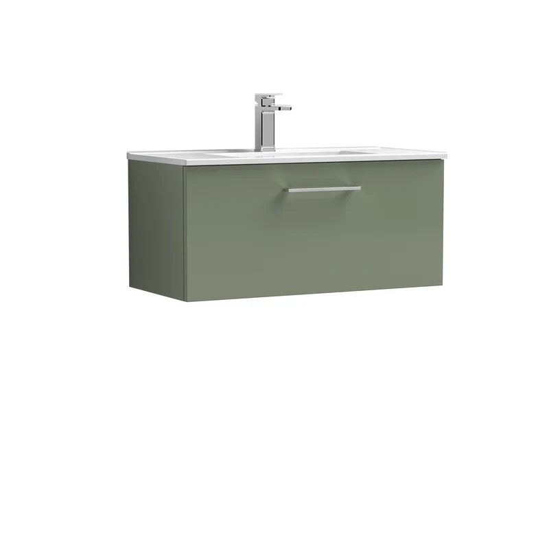 Lana 800 x 383mm Wall Hung Vanity Unit With 1 Drawer & Ceramic Basin