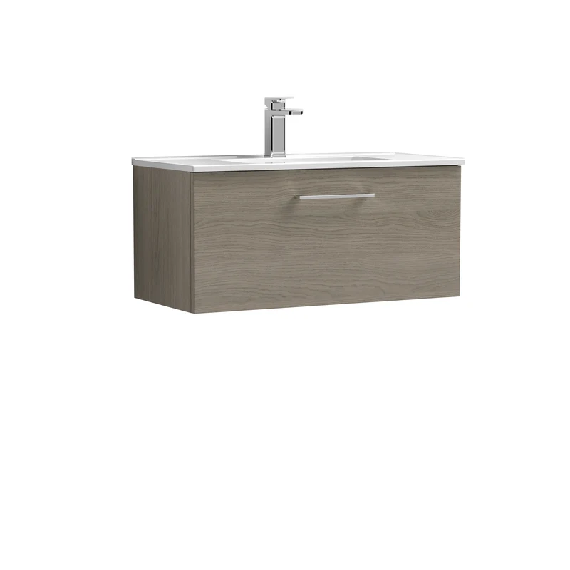 Lana 800 x 383mm Wall Hung Vanity Unit With 1 Drawer & Ceramic Basin