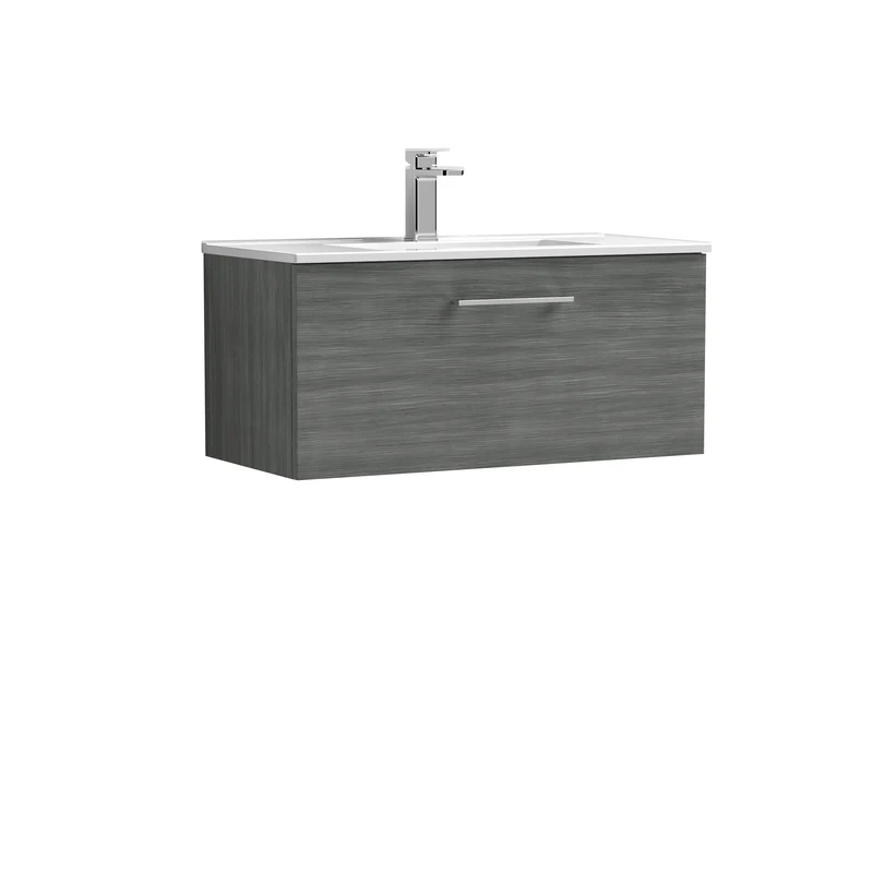 Lana 800 x 383mm Wall Hung Vanity Unit With 1 Drawer & Ceramic Basin