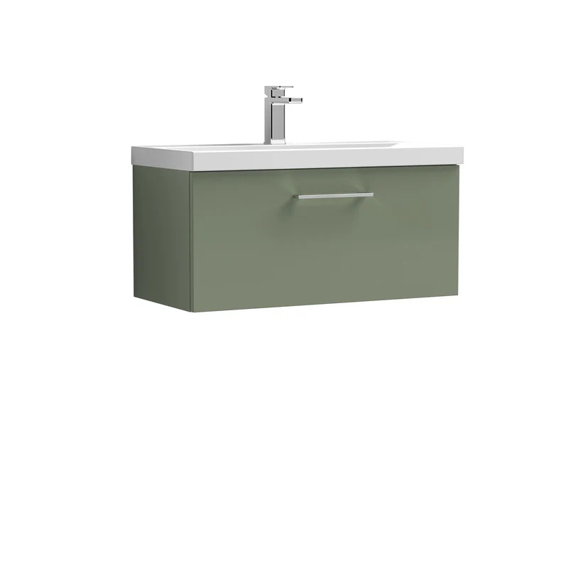 Lana 800 x 383mm Wall Hung Vanity Unit With 1 Drawer & Ceramic Basin