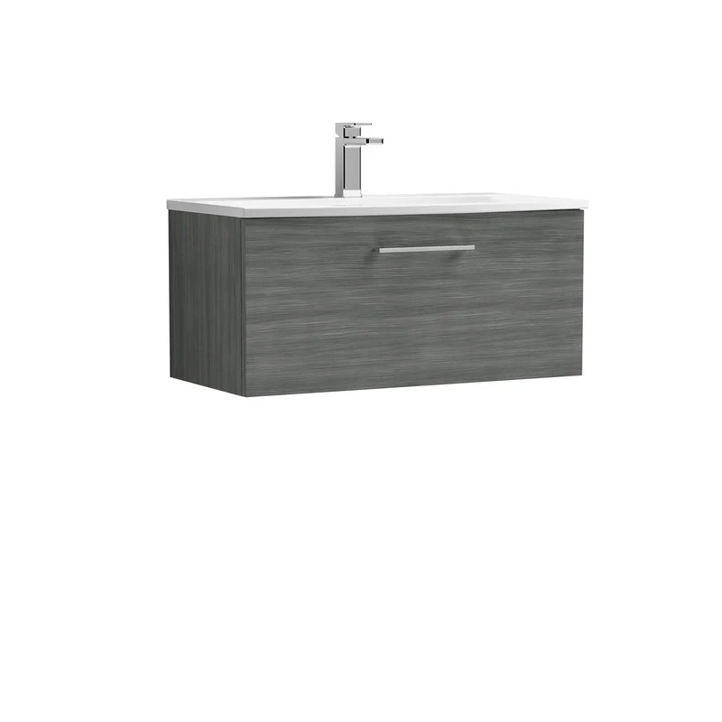 Lana 800 x 383mm Wall Hung Vanity Unit With 1 Drawer & Ceramic Basin