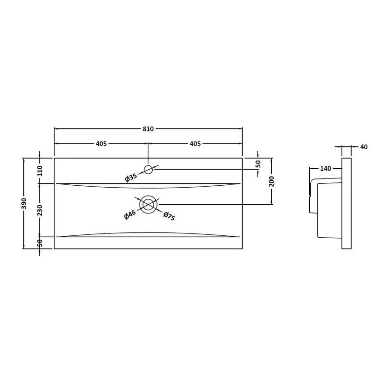 Lana 800 x 383mm Wall Hung Vanity Unit With 1 Drawer & Ceramic Basin