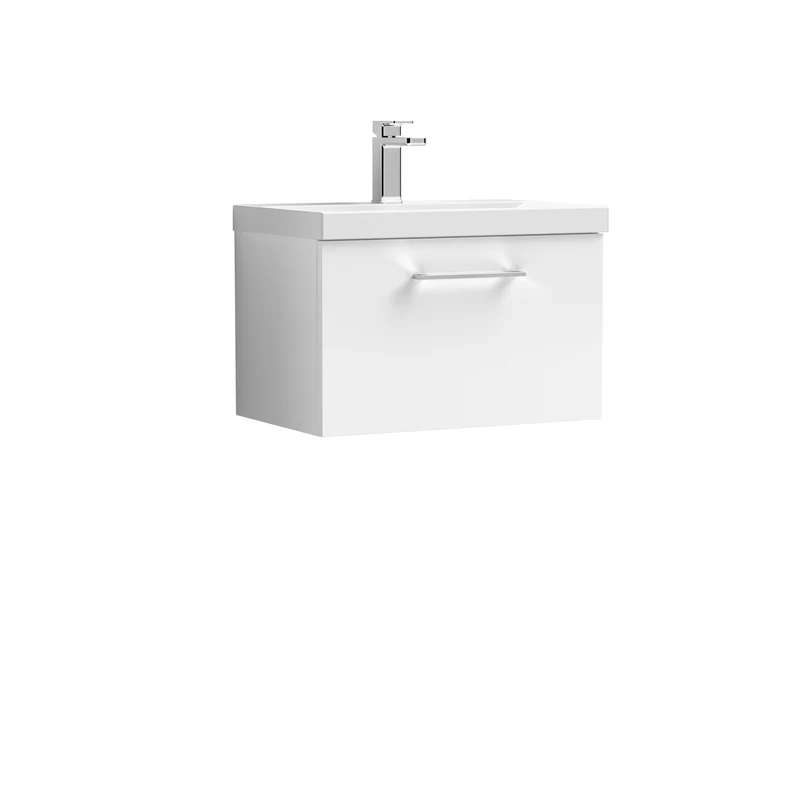 Lana 600mm Wall Hung 1 Drawer Vanity Unit & Basin - Gloss White
