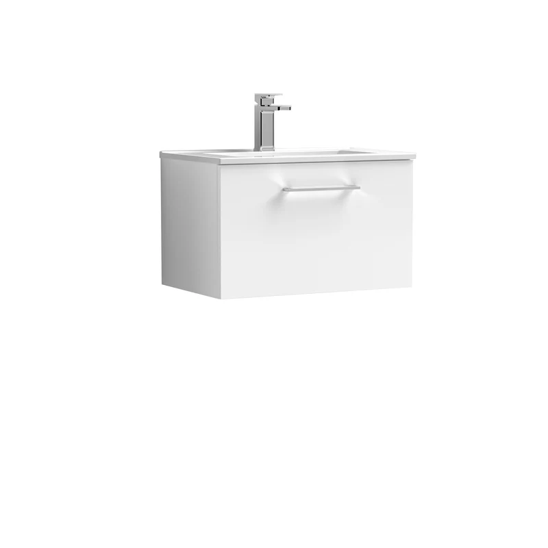 Lana 600mm Wall Hung 1 Drawer Vanity Unit & Basin - Gloss White