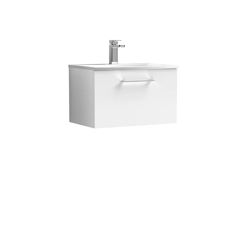 Lana 600mm Wall Hung 1 Drawer Vanity Unit & Basin - Gloss White