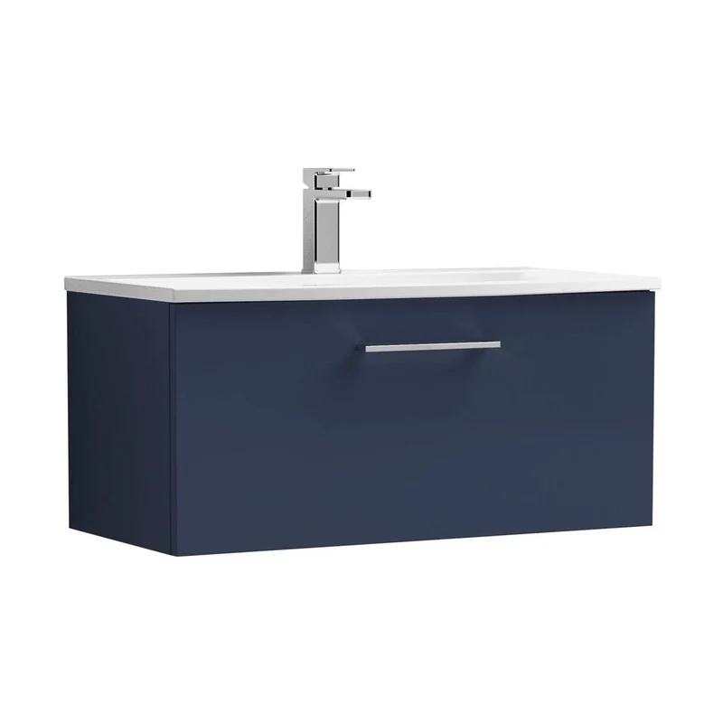 Nuie Arno 800mm Wall Hung 1-drawer Vanity & Basin 4 Contemporary Midnight Blue 389x810x440mm