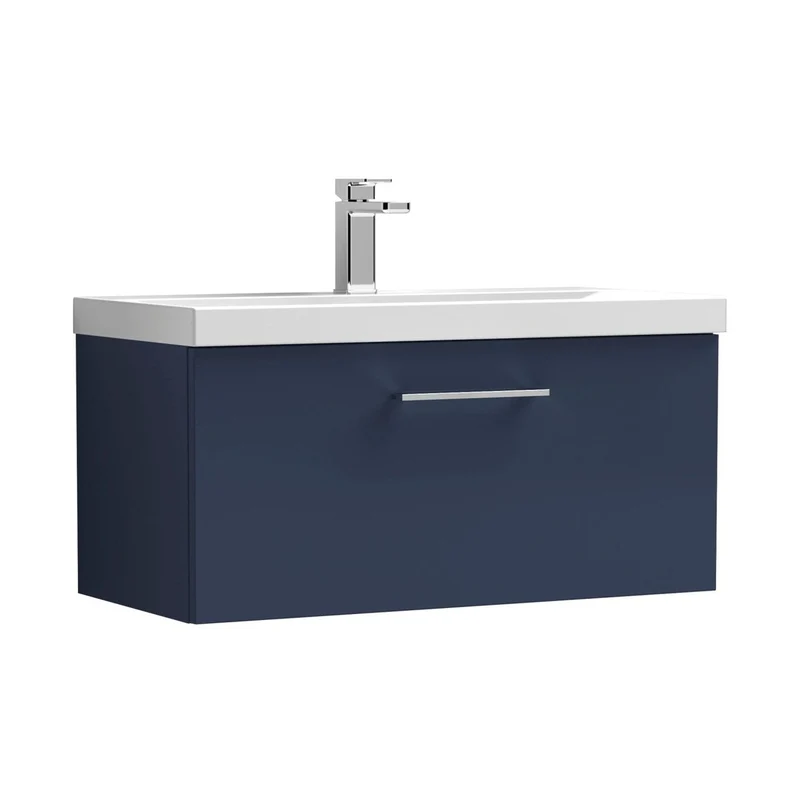 Nuie Arno 800mm Wall Hung 1-drawer Vanity & Basin 3 Contemporary Midnight Blue 409x810x395mm