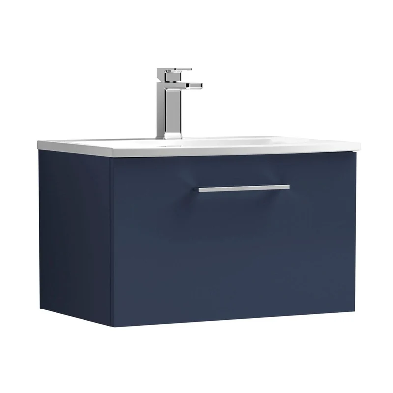 Nuie Arno 600mm Wall Hung 1-drawer Vanity & Basin 4 Contemporary Midnight Blue 389x610x440mm